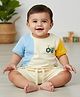 My Milestones 100% Cotton Half Sleeves Tractor Printed Colour Blocked Bio Washed Tee & Shorts Set - Multi Colour
