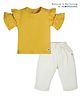 My Milestones 100% Cotton Half Layered Sleeves Solid Top With Pant Set - Yellow & Vanilla Ice