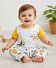 My Milestones Interlock Half Sleeves Animals Printed Tee With Pant - White