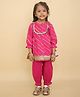 Little Ginnie Cotton Full Sleeves Gota Lace Embellished & Leheriya Printed Kurta Salwar Set - Pink