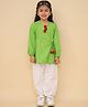 Little Ginnie Cotton Full Sleeves Floral Embroidered Kurta Salwar Set - Green