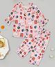 Little Ginnie Cotton Woven Full Peasant Sleeves Joy Text Printed Coordinating Night Suit Set - Pink