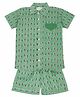 Little Ginnie Cotton Half Sleeves Hot Air Balloon Printed Coordinating Shirt & Shorts Set - Green
