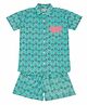 Little Ginnie Cotton Half Sleeves Hot Air Balloon Printed Coordinating Shirt & Shorts Set - Blue