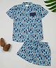 Little Ginnie Cotton Woven Half Sleeves Fishes Printed Shirt & Coordinating Shorts Set - Blue