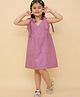 Little Ginnie Cotton Sleeveless Floral Motifs Embroidered Dress - Purple