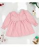 Little Ginnie Cotton Full Peasant Sleeves Rabbits Printed Shirt Style Dress - Pink