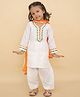 Little Ginnie Cotton Full Sleeves Gota Lace Embellished Kurta Pyjama & Dupatta Set - White