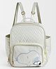 Mi Arcus Peanuts Snoopy Print Design 100% Vegan Leather Maternity Diaper Bag with Zip Closure,Backpack, Includes Diaper Changing Sheet for Travel- Cream
