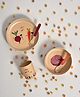 Mi Arcus Baby 100% Bamboo Dinner Set, Vegetable Print, Pack of 5,Plate,Bowl,Glass,Fork,Spoon - Brown, Suitable for Ages 6 Months+