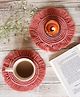Sarmaya Handmade Macrame Peach Table Coasters - Set of 2