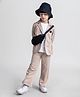 Taffykids Full Sleeves Smiley Patch Detailed Blazer With Attach Tee & Pant With Waist Bag Set - Beige & White