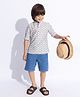 Taffykids Silk Full Sleeves Chevron Embroidered Shirt Style Kurta - White