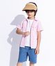 Taffykids 100% Cotton Half Sleeves Striped Shirt - Pink & White