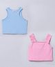 Taffykids Pack Of 2 Sleeveless Solid & Ruffle Detailed Tops - Pink & Blue