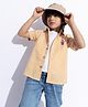 Taffykids Cotton Blend Half Sleeves Checked Juice Patch Detailed Shirt With Attached Tee - Yellow & White