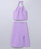 Taffykids Sleeveless Fur Detailed Top With Coordinating Slit Skirt Set - Lavender