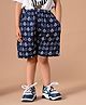 MoMaa Pure Cotton Floral Motifs Printed Shorts - Navy Blue