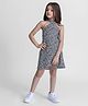 Taffykids Viscose Sleeveless Animal Printed Halter Neck Wrap Dress - White & Black
