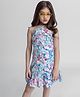 Taffykids 100% Cotton Sleeveless Floral Printed Dress - Blue & Multi Colour