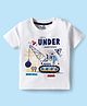 Doodle Poodle Cotton Knit Half Sleeves T-Shirt with Vehicle Print - White