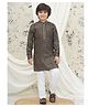 AJ Dezines Schiffli Full Sleeves Threadwork Embroidered Sequins & Beads Embellished Kurta Pyjama Set - Golden