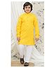AJ Dezines Schiffli Full Sleeves Floral Embroidered Sequins Embellished Kurta Pyjama Set - Yellow