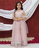 AJ Dezines Net Sleeveless Threadwork Embroidered Sequins & Lace Embellished Lehenga Choli With Dupatta Set - Pink