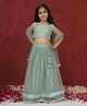 AJ Dezines Net Sleeveless Threadwork Embroidered Sequins & Lace Embellished Lehenga Choli With Dupatta Set - Green