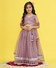 AJ Dezines Net Sleeveless Threadwork Embroidered Sequins & Lace Embellished Lehenga Choli With Dupatta Set - Purple