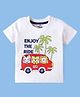 Doodle Poodle Cotton Knit Half Sleeves T-Shirt with Animal Print - White