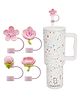 House of Quirk 4PCS Silicone Bow Straw Covers Cap Compatible with Tumbler 10mm Cute Bow Straw Toppers for Tumblers- Peach Blossom