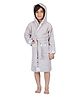 Rangoli Bamboo Full Sleeves Floral Printed Ultra Soft Bath Robe With Attached Adjustable Belt - Light Grey
