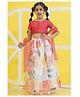 AJ Dezines Organza Half Sleeves Floral Printed Lehenga Choli With Dupatta Set - Pink