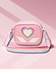 Asthetika Heart & Wings Patch Detailed Sequins Embellised Sling Bag - Pink