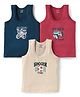 CUCUMBER Sinker Knit Sleeveless Soccer & Bike Theme Printed Vests Pack Of 3 - Navy Blue Red & Beige