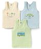 CUCUMBER Sinker Knit Sleeveless Beach Theme Printed Vests Pack Of 3 - Light Blue Cream & Light Green