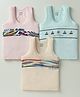 CUCUMBER Sinker Knit Sleeveless Nautical Theme Printed Vests Pack Of 3 - Light Pink Cream Light Blue
