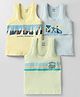 CUCUMBER Sinker Knit Sleeveless Vests With Text Print Pack Of 3 - Light Yellow & Light Blue