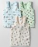 CUCUMBER Sinker Knit Sleeveless Vests with Vehicle Sport & Dino Print Pack of 3 - Baby Pink Light Blue & Green