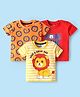 Doodle Poodle Cotton Knit Half Sleeves T-Shirts With Stripes & Animal Print Pack of 3 - Red Yellow & Orange