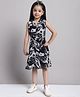 Mini & Ming Georgette Sleeveless Floral Printed Dress - Black