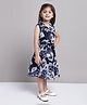 Mini & Ming Georgette Sleeveless Floral Printed Dress - Navy Blue