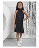 Mini & Ming Sleeveless Polka Dots Printed Fit & Flared Dress - Black