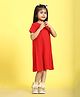 Mini & Ming Cotton Half Sleeves Solid Dress - Red