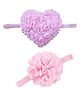 Akinos Kids Set Of 2 Floral & Heart Designed Headbands - Light Pink