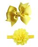 Akinos Kids Set Of 2 Bow & Floral Designed Headbands - Yellow
