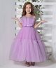Ministitch Net Sleeveless Pleated Bow Applique Detailed Tiered Gown - Lilac