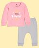 The Mom Store Cotton Knit Full Sleeves Little Princess Text Printed Night Suit Set - Multi Colour