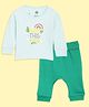The Mom Store Cotton Knit Full Sleeves Born This Way Text Printed Night Suit Set - Multi Colour